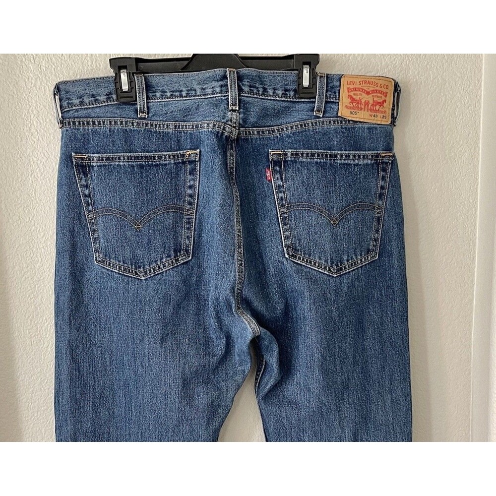 Levi's 505 Men's Regular Fit Straight Leg Jeans Blue Denim 40x29 Normcore Grunge - Picture 8 of 15